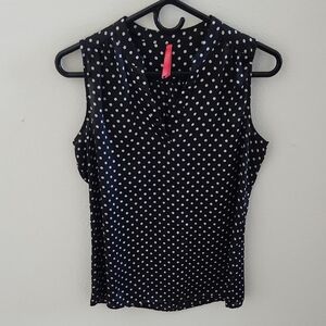 Ruby Ribbon Polka Dot Sleeveless Top - Black and White